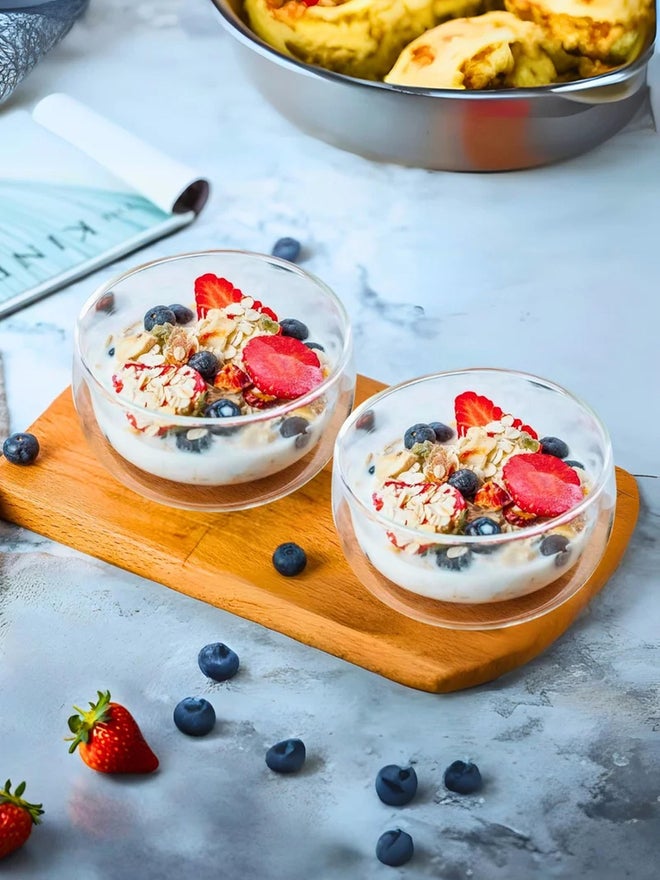 1CHASE Set of 4 -Double Wall Glass Dip Bowl 100ml - Image 1
